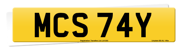 Registration number MCS 74Y